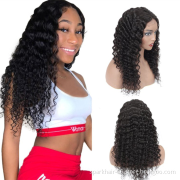 Hot Selling 8~40 inch 150% Density Human Hair wig Deep Wave Lace Front Indian Hair Natural Color Wigs with Kinky Curly Wave